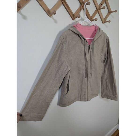 J. Jill Women's Hemp and Cotton Blend Tan Full Zip Hooded Jacket - Size M - Picture 2 of 7
